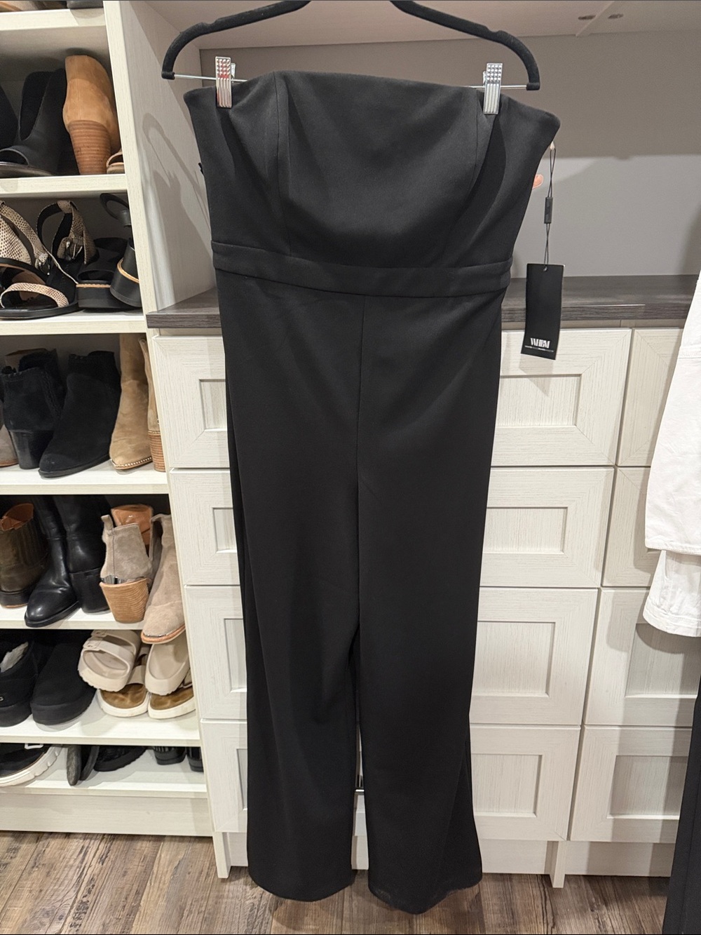 White House Black Market Strapless Black Jumpsuit